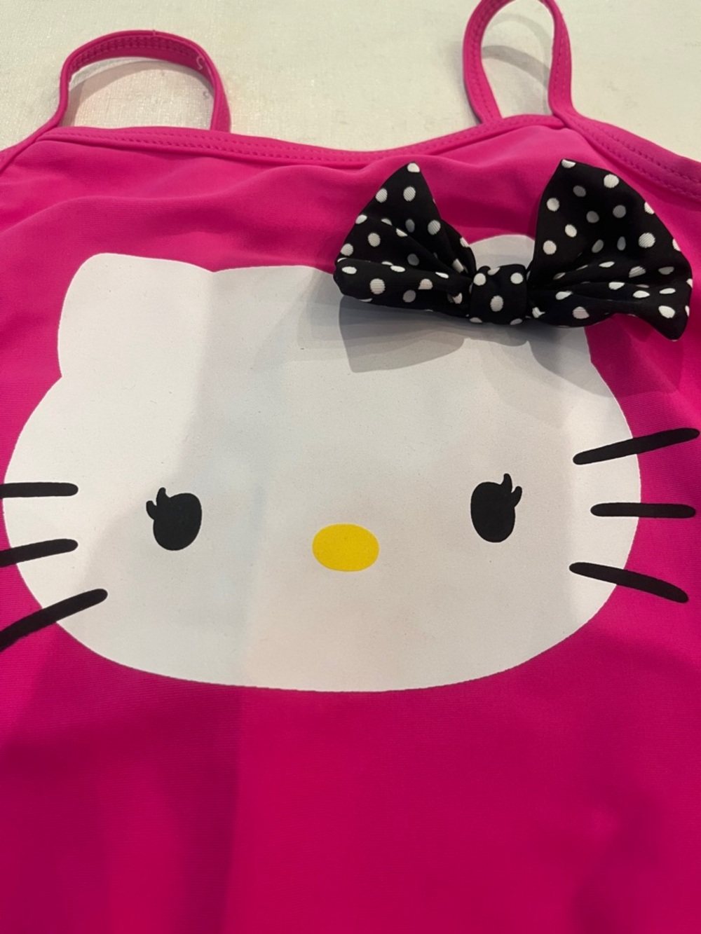Hello Kitty Hot Pink Girls' One-Piece Swimsuit with Polka Dot Bow. So cute! - Picture 2 of 8